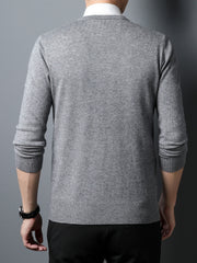 Men's Warm Winter V Neck Slim Knitted Pullover Sweater
