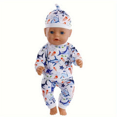 3 Piece Shark Pattern Outfit For 17-18 Inch Dolls - Christmas Gift