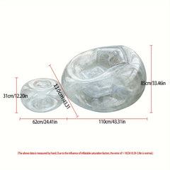 Clear Glitter Inflatable Sofa with Footrest Stool - Single Bed for Camping