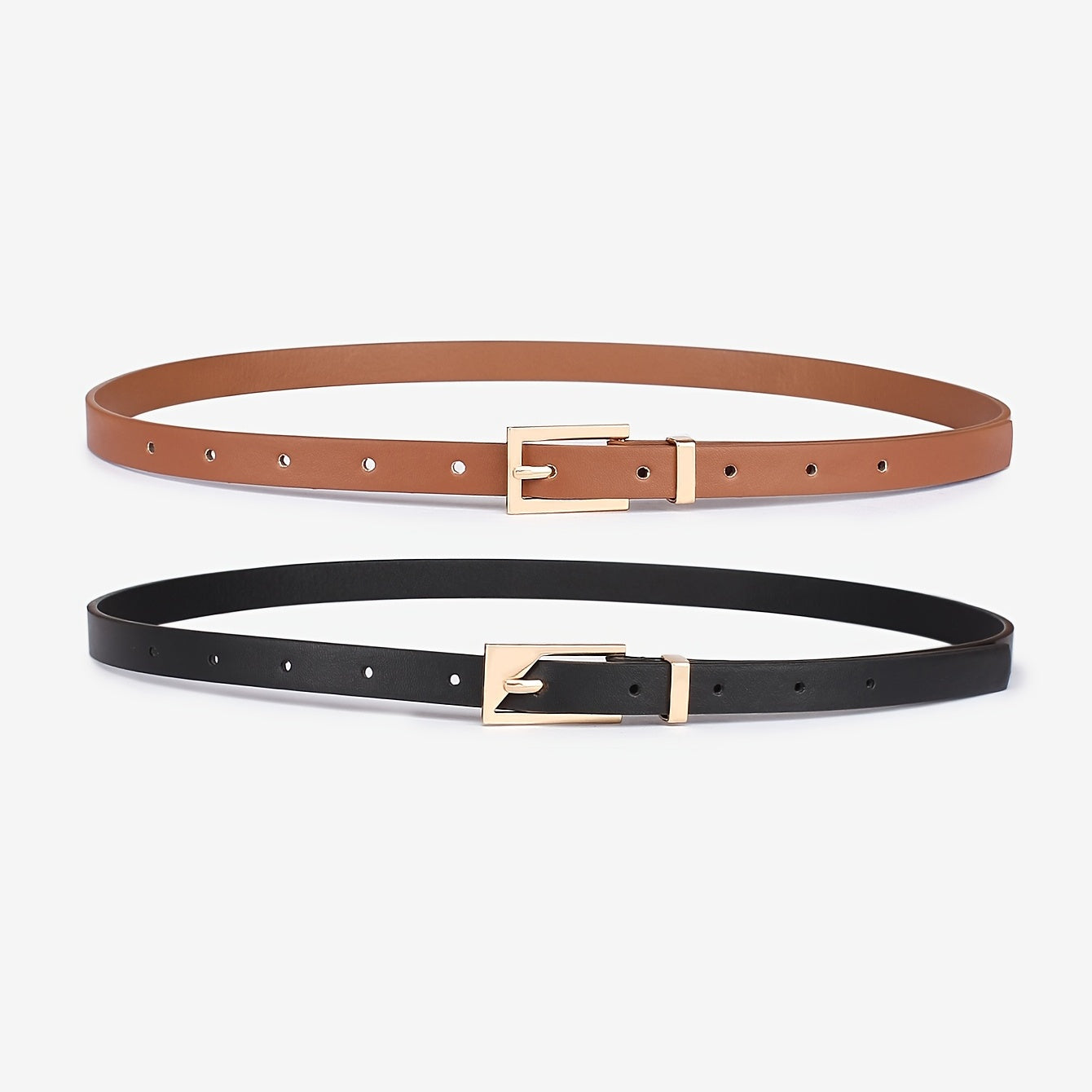 Golden Square Buckle PU Leather Belt for Girls