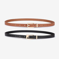 Golden Square Buckle PU Leather Belt for Girls