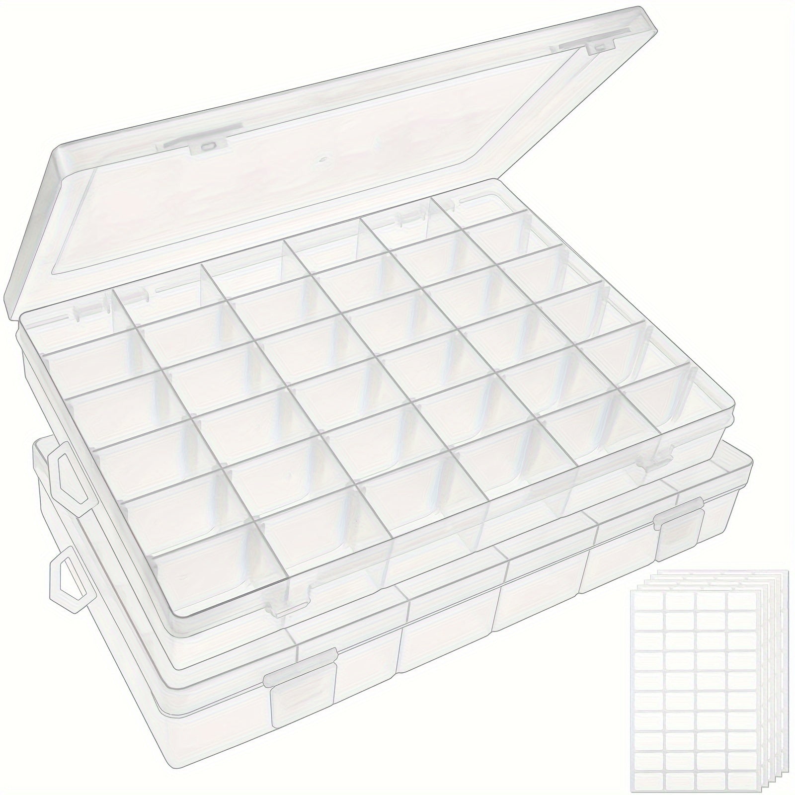 3 Pack Plastic Organizer Box 36 Grids with Adjustable Dividers Jewelry Bead Stor