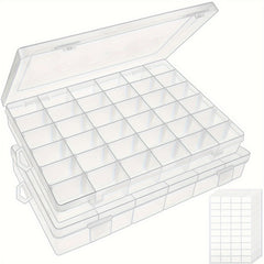3 Pack Plastic Organizer Box 36 Grids with Adjustable Dividers Jewelry Bead Stor