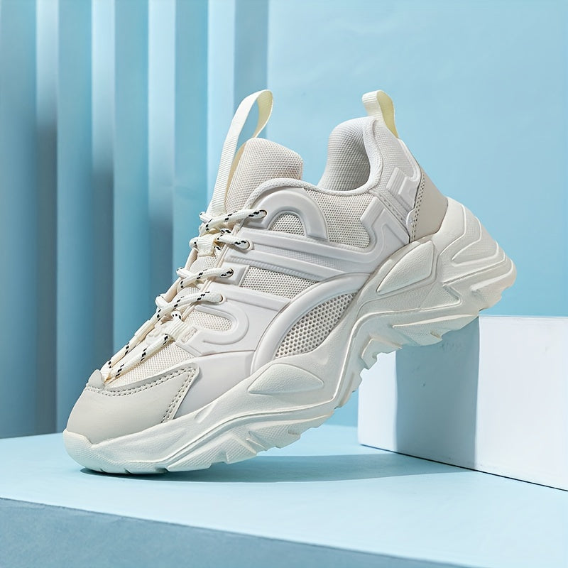 Women's Mesh Sneakers Low Top Lace Up Platform Shoes