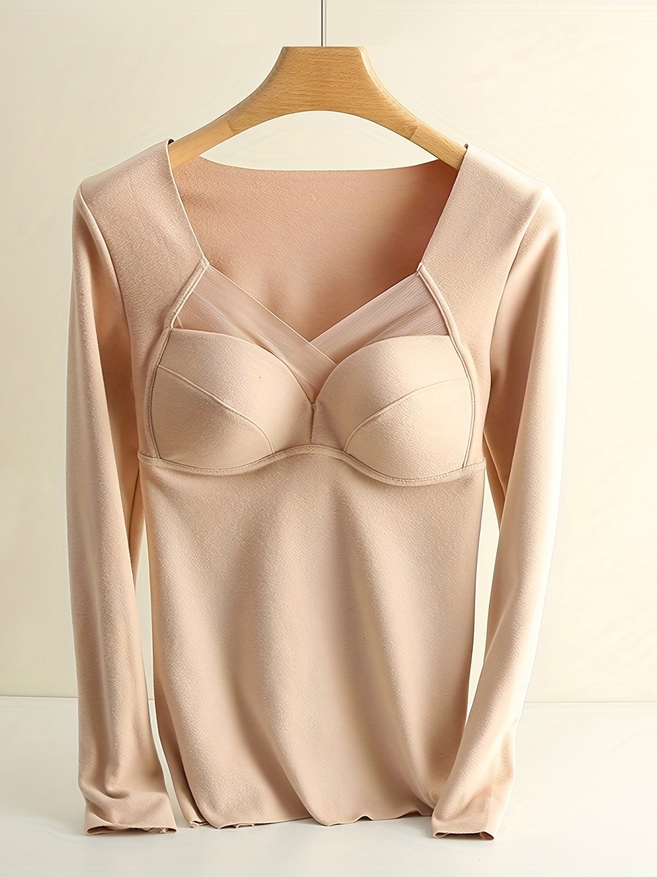 Mesh Stitching Thermal Long Sleeve Top Women's Lingerie