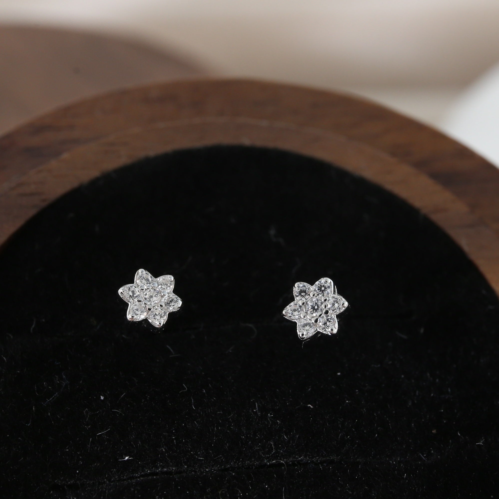 925 Silver Mini Hexagonal Star Stud Earrings for Girls