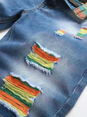 Men's Ripped Denim Shorts Street Style for Summer