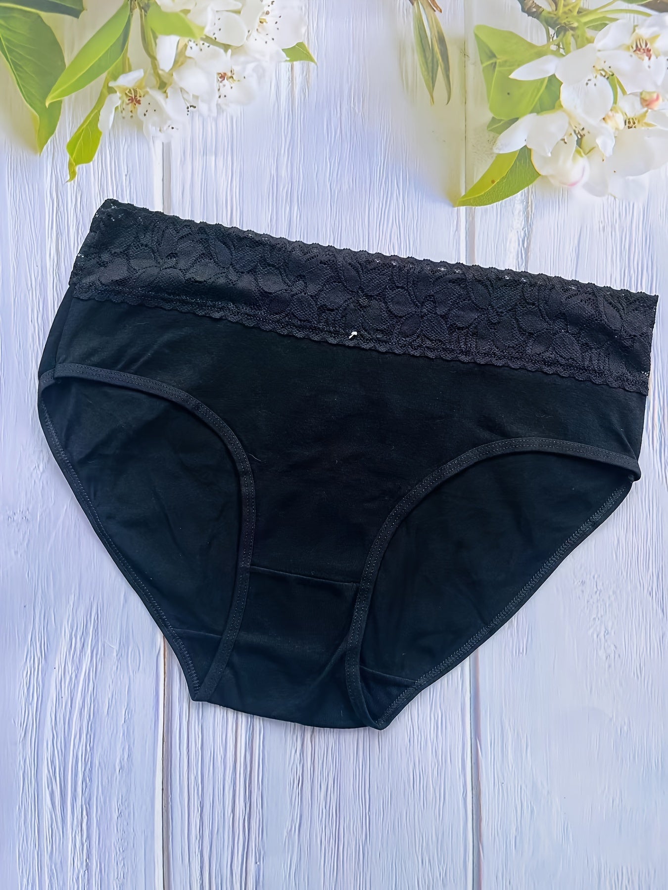 6pcs Lace Stitching Briefs Comfy & Breathable Intimates Panties