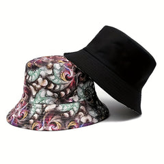 Unisex Vintage Abstract Sunshade Bucket Hat For Outdoor Travel