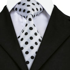 1pc Hi Tie Polka Dots Necktie With Pocket Square Cufflinks Set Mens Accessories