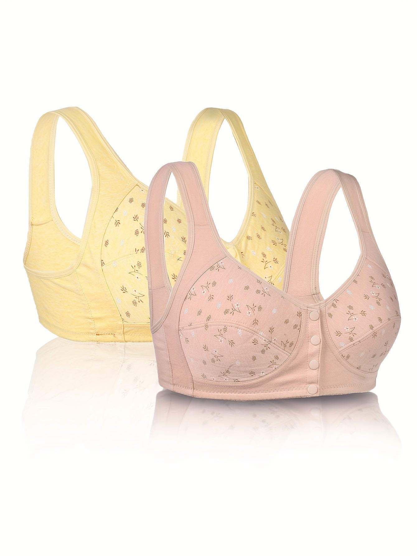 2 Pack Plus Size Floral Print Comfort Bralette Set
