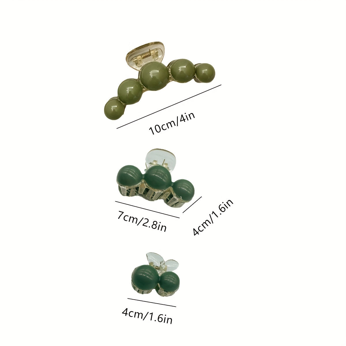 Green Beads Hair Claw Transparent Shark Claw Ponytail Holder Hair Accessories