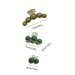 Green Beads Hair Claw Transparent Shark Claw Ponytail Holder Hair Accessories