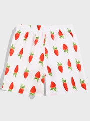 Men's Stretch Strawberry Print Shorts for Summer