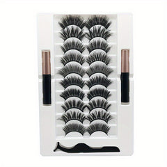 10 Pairs Magnetic Faux Mink Hair False Eyelashes Long and Curling