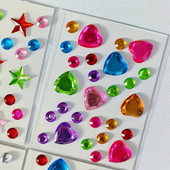 Mini Rhinestone Stickers Self Adhesive Mixed Shapes Hearts Stars Flowers