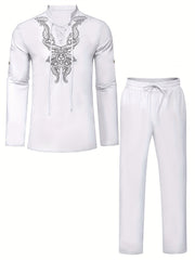 Boho Style Embroidery Men's 2-Piece Outfits Set