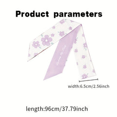 2pcs Coffee & Pink Skinny Scarf Long Ribbon Neckerchief Twilly Scarf