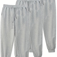 3pcs Men's Comfy Joggers Active Sweatpants Spring Fall Outdoor