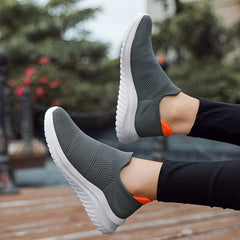Women's Lightweight Knit Slip On Sneakers - Solid Walking Shoes