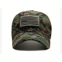 American Flag Patch Camo Baseball Cap Adjustable Sun Hat For Men Women
