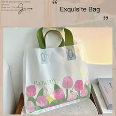 6pcs Tulip Clothes Shop Tote Bag Plastic Shopping Gift Packaging Bag