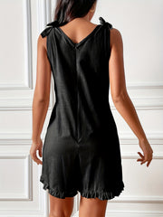 Ruffle Trim Cami Jumpsuit Sleeveless V Neck Short Length Women's Clothing