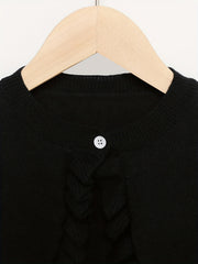 Girls' Knit Cardigan Single Button Flounce Cuff Long Sleeve Thin Cardigan