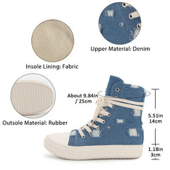 Women's Lace Up High Top Solid Sneakers