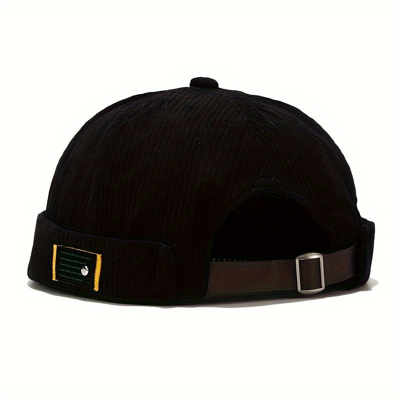 Retro Nylon Brimless Hats Solid Striped Beanie Cap