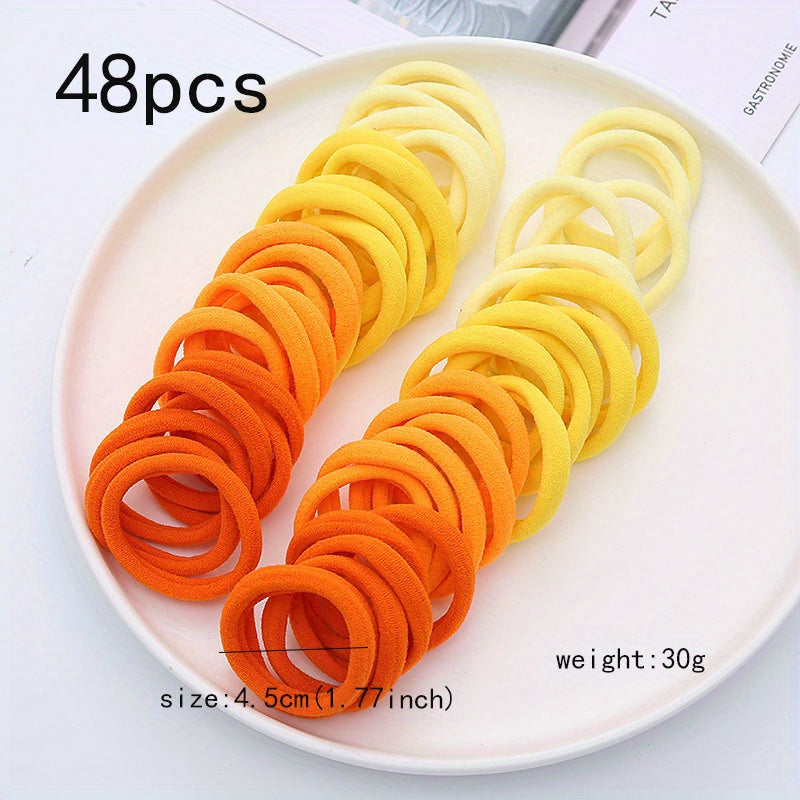 48pcs Colorful Elastic Hair Ties Set for Girls