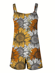 Floral Print Strap Overall Jumpsuit for Spring & Summer