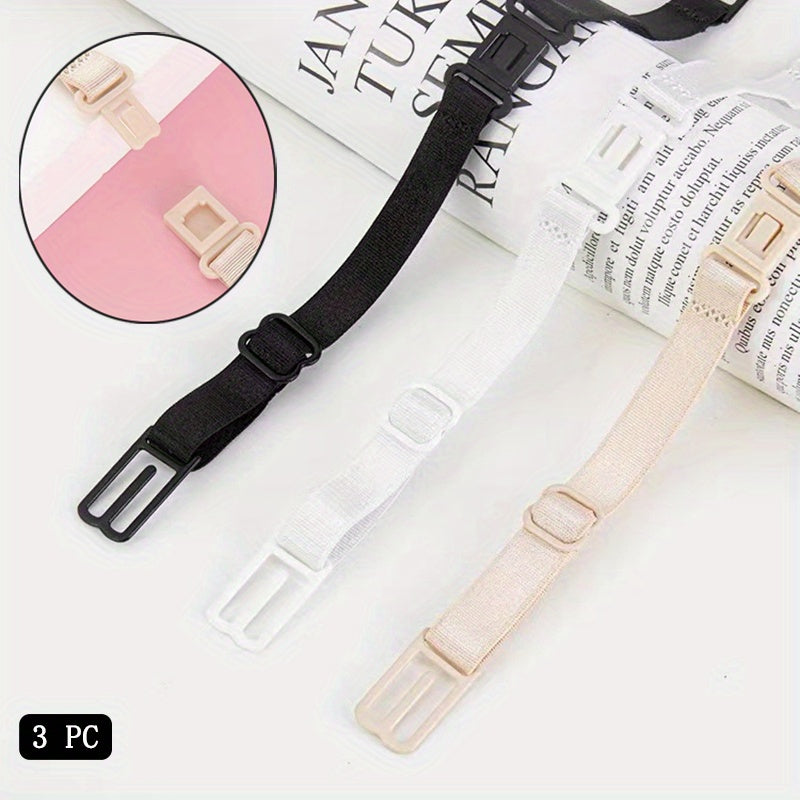 3pcs Solid Elastic Adjustable Bra Straps Women's Lingerie
