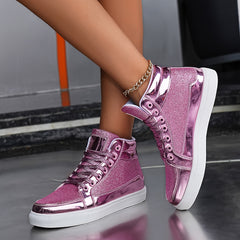 Reflective High Top Sequin Skate Shoes