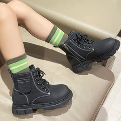 Boys Lace Up Zipper Boots, Non Slip, Comfortable, Indoor/Outdoor, Autumn/Winter