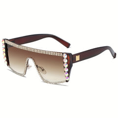 Y2K Rhinestone Shield Sunglasses UV400