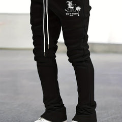 LA Print Flared Trousers Men's Casual Stretch Street Style Joggers