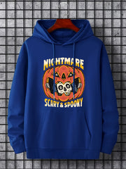 Men's Nightmare Print Hoodie Slightly Stretch Breathable Drawstring Sweatshirt