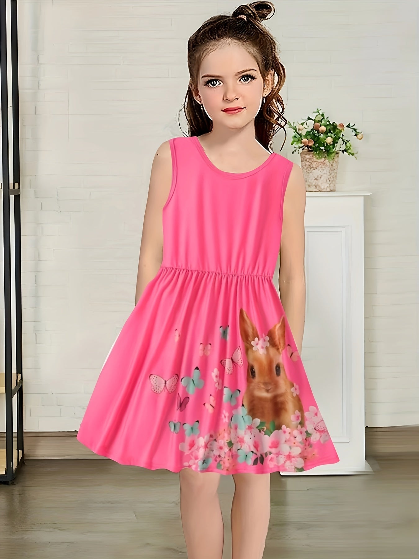 Girls Casual Butterfly Sleeveless Dress