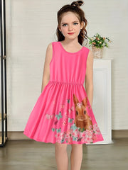 Girls Casual Butterfly Sleeveless Dress