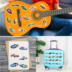 50pcs Cartoon Sports & Supercar Vinyl Stickers Waterproof