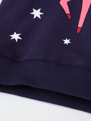 Girls Unicorn Stars Crew Neck Sweatshirt Top For Sports Casual Outfit