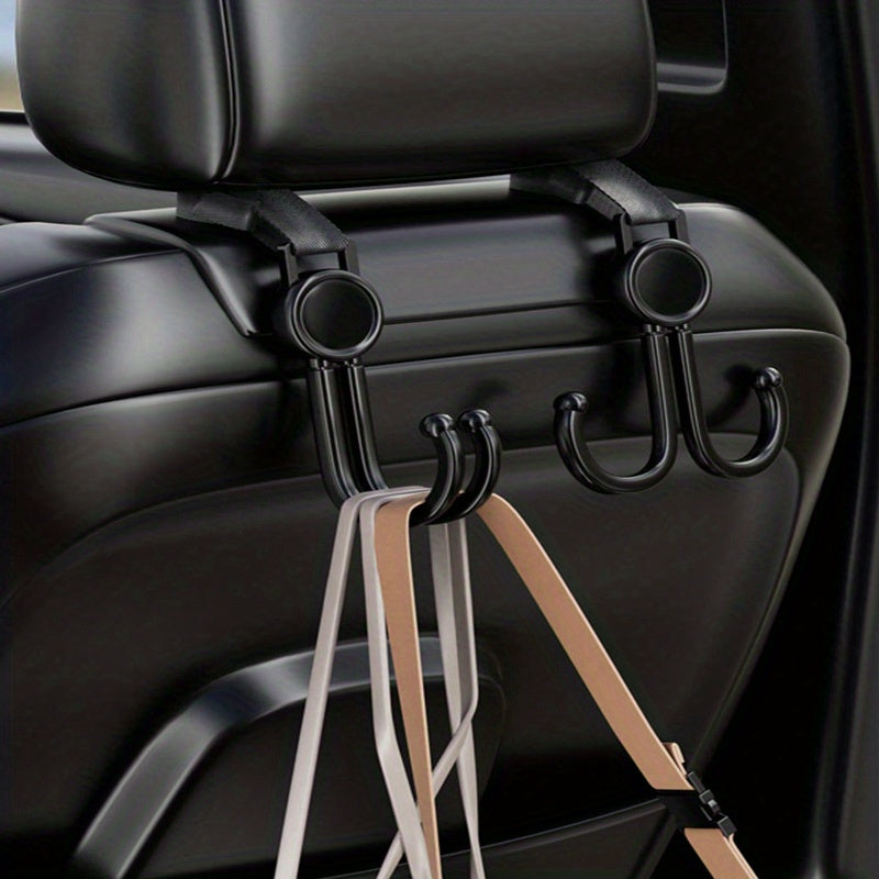 2pcs Car Hooks, Multifunctional Organizer for Bag and Grocery, Black