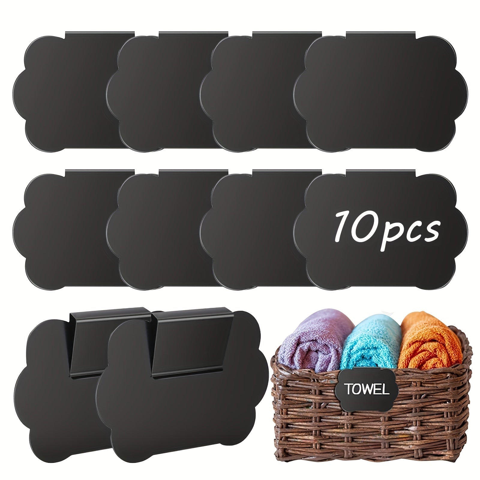 10pcs Lace Plastic Clip On Basket Tabs for Home Office Storage