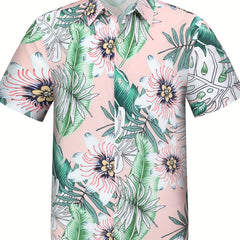 Men's Hawaiian Floral Graphic Shirt Casual Button Up Short Sleeve Shirt