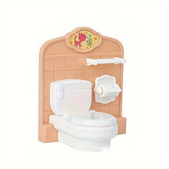Mini Dollhouse Bathroom Furniture Set in Playful Pink