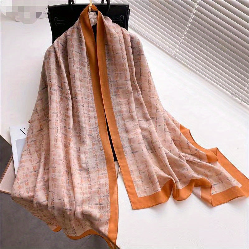 Boho Plaid Print Scarf Thin Breathable Shawl Large Headwraps