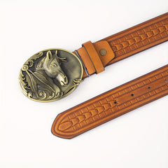 Embossed Punk Style Western Cowboy Leather Belt