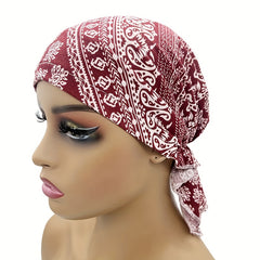 Boho Floral Print Turban Cap Vintage Solid Head Scarf Beanie Soft Elastic