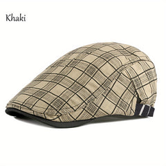 Unisex Check Newsboy Berets Forward Hat